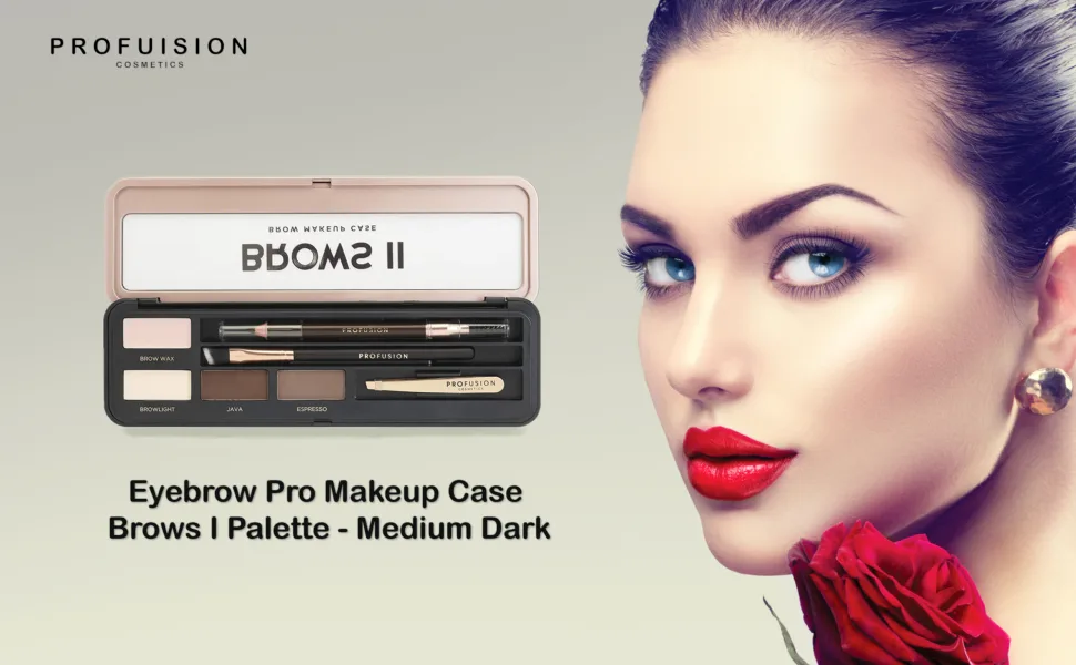 Profusion Cosmetics Eyebrow Pro Makeup Case Brows I Palette - Medium Dark - product information 1