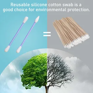 Reusable Qtips for Ears with Mirror, Portable Silicone Cotton Swabs Cleanable for Ear Cleaning Beauty Treatment Makeup (Black) (Spiral) - protect the earth