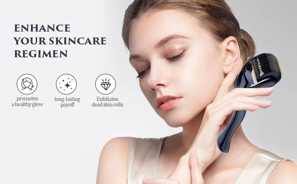 Derma Roller 540 Titanium 0.25mm Microneedle Roller for Face Body Beard Hair Growth Care - Includes Free Storage Case - derma roller