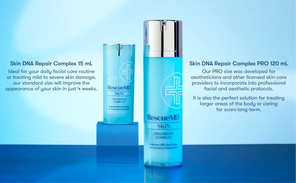RescueMD DNA Repair Complex Scar Treatment Serum, Post-Procedure and Skin Damage Solution, 15mL - sizes