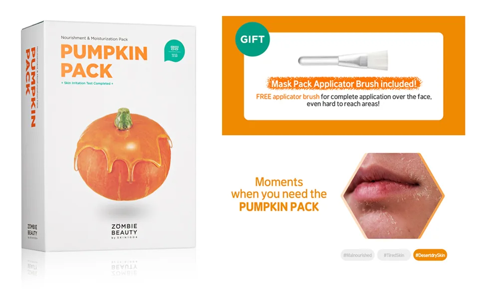 SKIN1004 Pumpkin Pack(1box -16ea) |Anti-Wrinkle Care Solutions - pumpkin pack brush