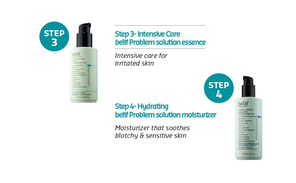 belif Problem Solution Moisturizer | Face Cream for Acne Prone Skin | Tea Tree Oil Soothes & Reduces Blemishes Without Irritation | Hydrating & Moisturizing Skincare Soothes Redness | 4.22 Fl Oz - product information 4