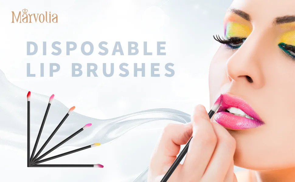 Marvolia 600Pcs Disposable Lip Brushes Make Up Brush Lipstick Lip Gloss Applicators Makeup Beauty Wands Tool Kits - Lip Brushes
