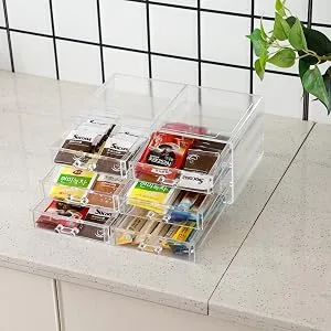 Stackable Acrylic Drawer Organizer Coffee Pod Holder Tea Bag Storage Organizer,Clear Stackable Storage Bins,Clear Organization And Storage Bathroom For Jewelry Hair Accessories Organizing Clear-6 Drawers - product information 4