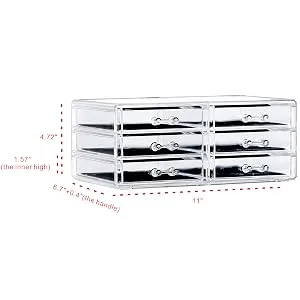 Stackable Acrylic Drawer Organizer Coffee Pod Holder Tea Bag Storage Organizer,Clear Stackable Storage Bins,Clear Organization And Storage Bathroom For Jewelry Hair Accessories Organizing Clear-6 Drawers - Makeup Organizer Size