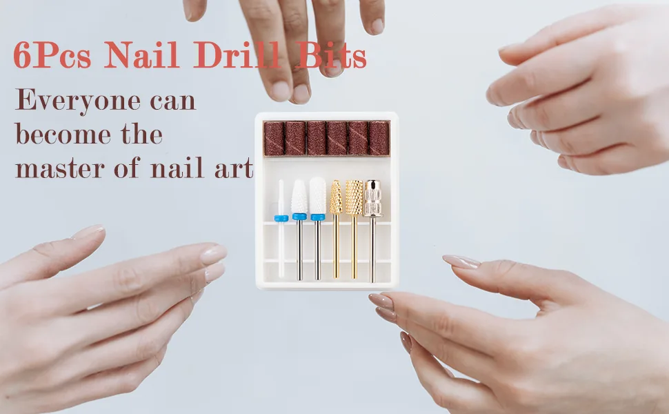 Professional Nail Drill Bits - Diamond Ceramic Nail Drill Bits for Acrylic Nails,Diamond Carbide Clean EFile Remove Gel Nail Bits Nail Drill Bits 3/32 Inch (6Pcs Drill Bit Set) - acrylic nail set acrylic drill set carbide drill bit diamond nail nail clear cuticle drill ceramic