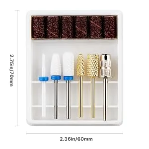 Professional Nail Drill Bits - Diamond Ceramic Nail Drill Bits for Acrylic Nails,Diamond Carbide Clean EFile Remove Gel Nail Bits Nail Drill Bits 3/32 Inch (6Pcs Drill Bit Set) - safety nail drill bits