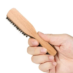 Small Beard Brush for Men by BFWood, Mini Boar Bristle Beard Brush with Beech Wood Handle for Beard and Mustache Care - beard brush