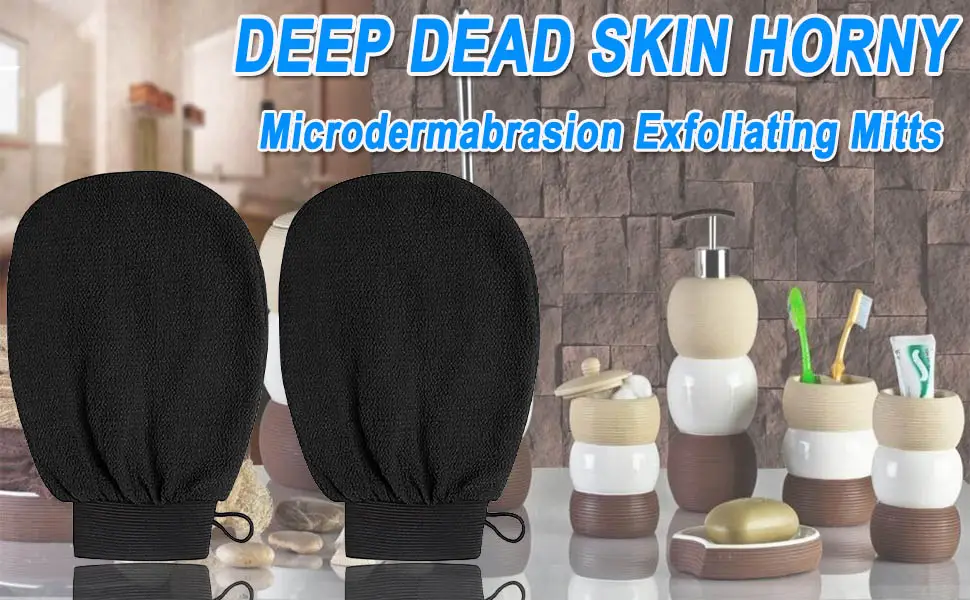 Deep Exfoliating Mitts, 2 Pack Microdermabrasion ExfoliatingAAAA (Black) - product information 1