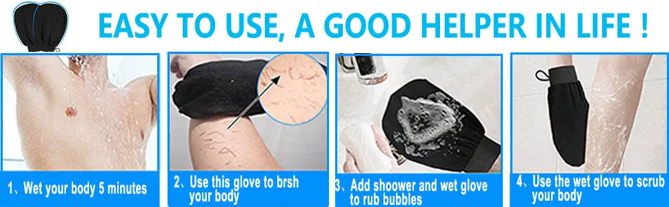 Deep Exfoliating Mitts, 2 Pack Microdermabrasion ExfoliatingAAAA (Black) - product information 3