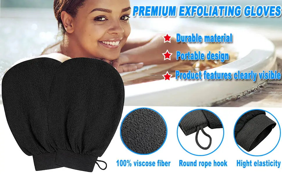 Deep Exfoliating Mitts, 2 Pack Microdermabrasion ExfoliatingAAAA (Black) - product information 4
