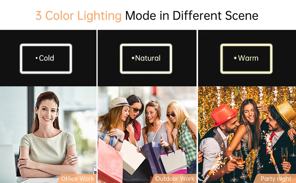 Rechargeable Makeup Mirror with Lights,Lighted Makeup Vanity Mirror with 96 LED Phone Holder and 10X Magnifying Mirror, 3Color Lighting Light Up Cosmetic Mirror with Sensor Touch Dimmable,360°Rotation White - 3 color Lighting