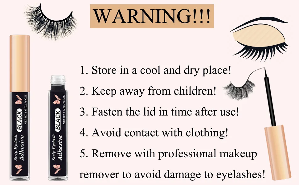 Black Eyelash Glue Super Strong Hold Eyelash Adhesive Waterproof Eyelash Glue Sensitive Eyes Lash Glue for False Lashes 0.18oz - Eyelash Glue Clear Lash Glue Strong Eyelash Glue for False Lashes Waterproof