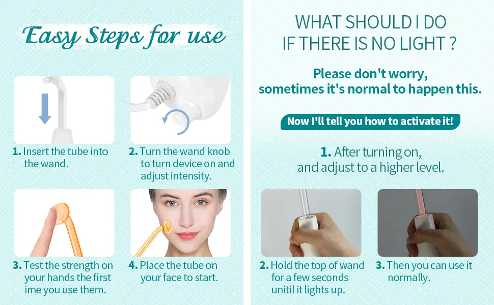 High Frequency Facial Wand - TUMAKOU Portable High Frequency Facial Skin Machine - with 4 Glass Tubes - product information 11