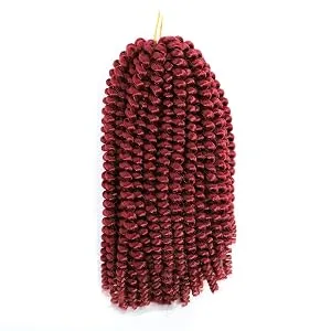 FREESHOW Burgundy Spring Twist Hair 8 Inch Spring Twist Crochet Hair 3 Packs BUG Spring Twist Hair (8 inch, BUG) BUG 8" 3PCS - BUG-8