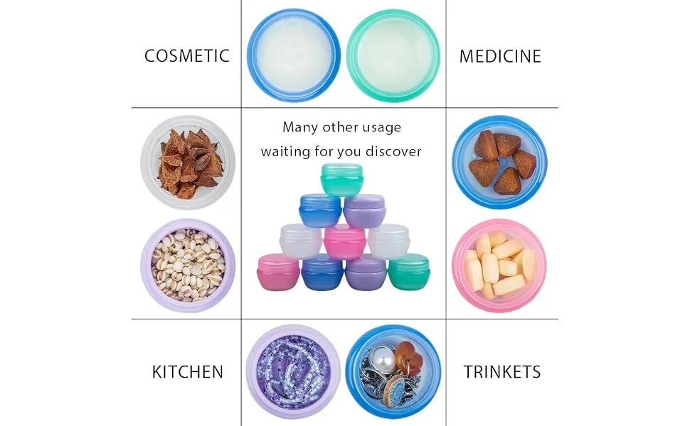 10 Pack Small Plastic Travel Containers for Toiletries,Sonku TSA Approved Empty Leakproof Refillable Mini Cosmetic Makeup Jars 20ml Per Piece with 10 Pack Mini Spatulas for Cream,Slime and Samples - product information 2