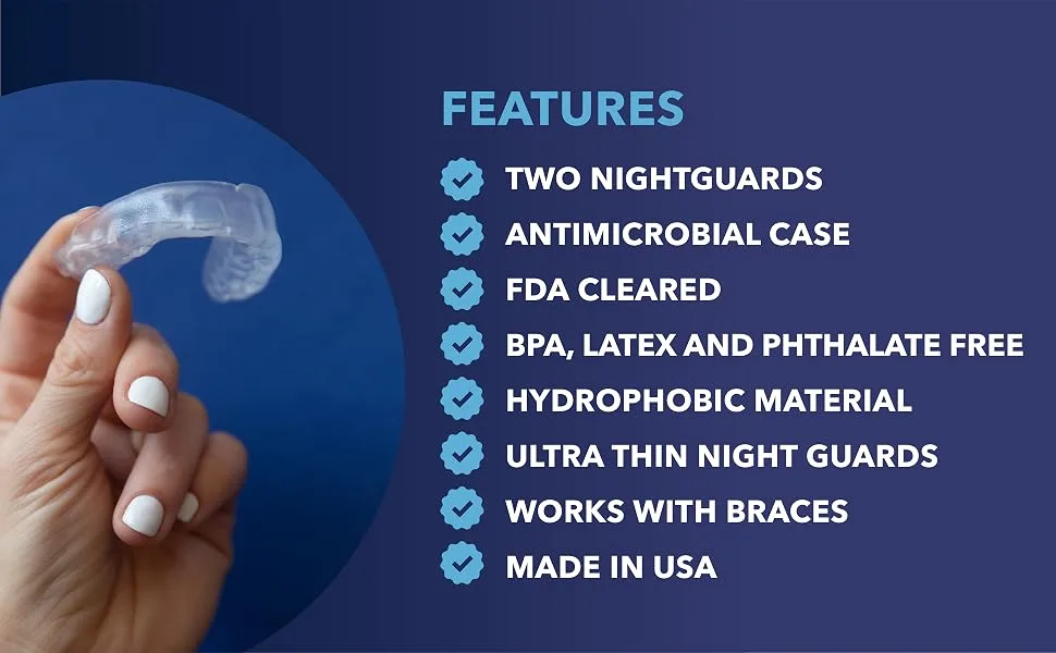 CustMbite Nightguard, Pink (2 Pack) - Made in USA - Night Guard for Teeth Grinding - antimicrobial case fda cleared BPA free, Latex Free, Phthalate free, hydrophobic material