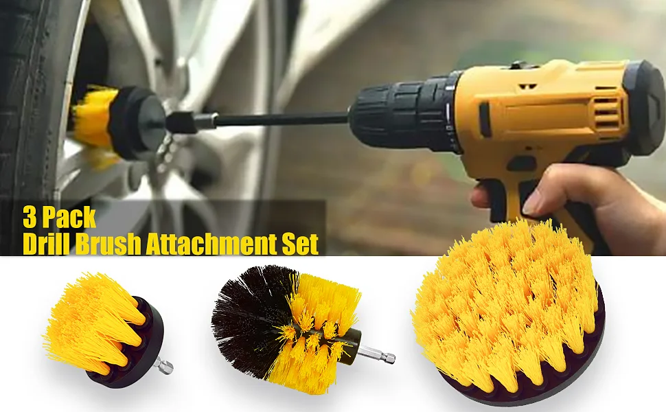 Drill Brush Attachment Set Power Scrubber Brush Cleaning Kit for Grout Tiles Sinks Car Bathtub Bathroom and Kitchen Surface 3 Pack - Drill Brush