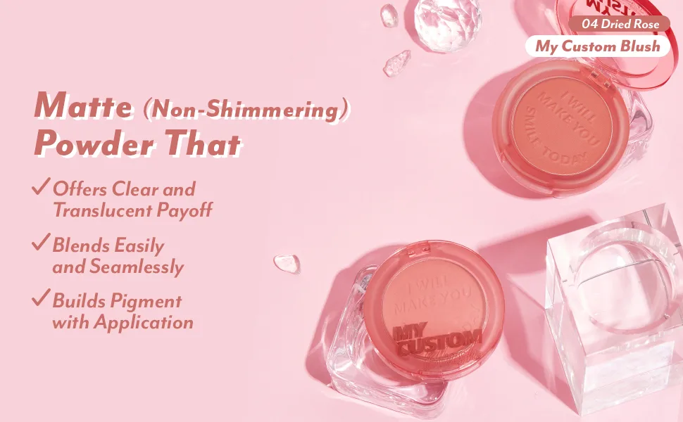 I'm Meme Matte Powder Blush - My Custom Blush | Buildable, Blendable, True-to-tone, Natural Finish, 04 Dried Rose, 0.21 Oz - i'm meme MY CUSTOM BLUSH SINGLE POWDER BLUSH