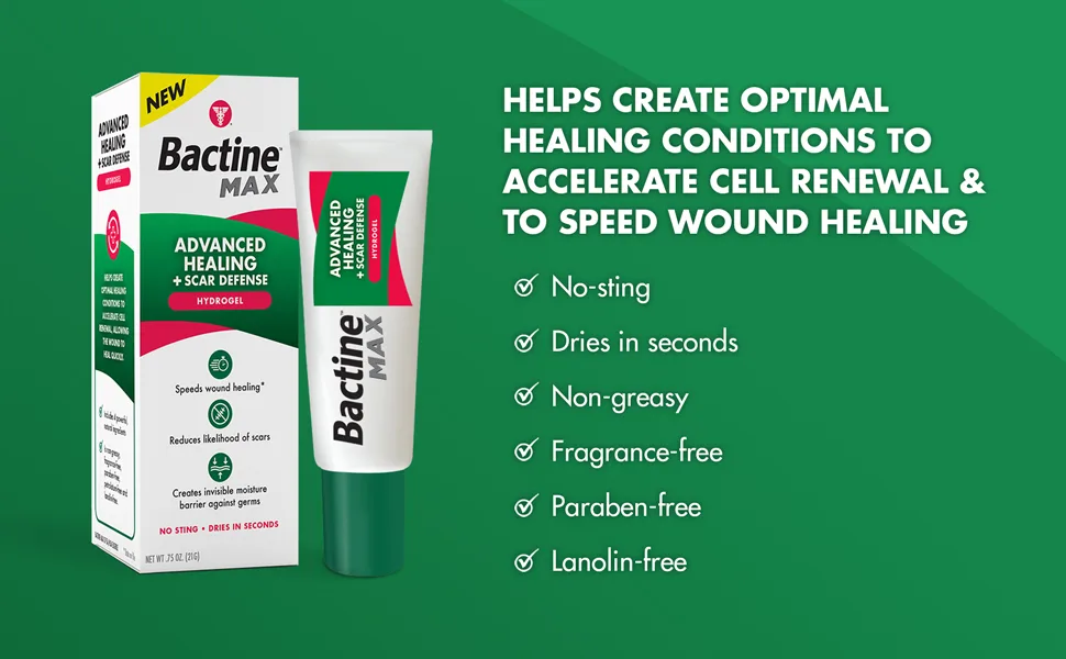 Bactine MAX Advanced Healing + Scar Defense Hydrogel, 0.75oz 2 pack - Bactine Max first aid healing scars wounds