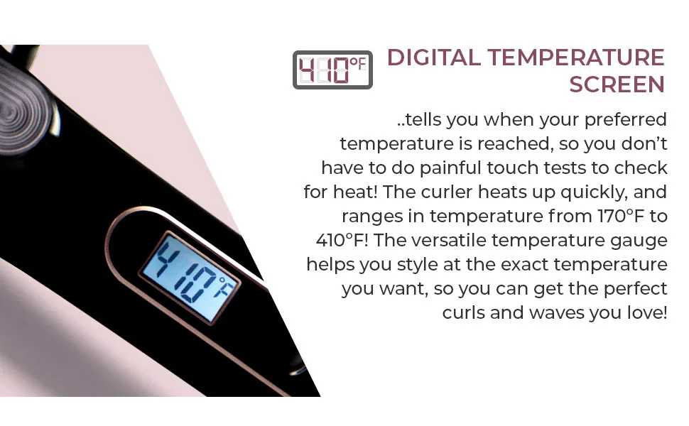 SRI Infrarose Infrared Curling Iron, Reduced Damage & Frizz, Tourmaline & Ceramic Barrel Wand, Easy Grip, Adjustable Heat Settings - Adjustable temperature