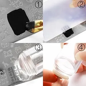 12 Pcs Nail Stamper Kit 2 Pcs Nail Art Clear Jelly Silicone Stamping with 2 Pcs Scraper and 8 Pcs Replacement Head DIY Manicure Nail Art Tools (Nail Stamper Kit) - How to Use