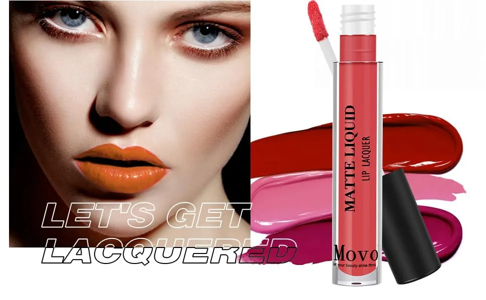 Movo 3pcs Liquid Lipstick Set – Ultra Matte Color Set, Non-stick Cup Nude Liquid Lipstick, Matte Lip Lacquer (3 Matte) - lip gloss