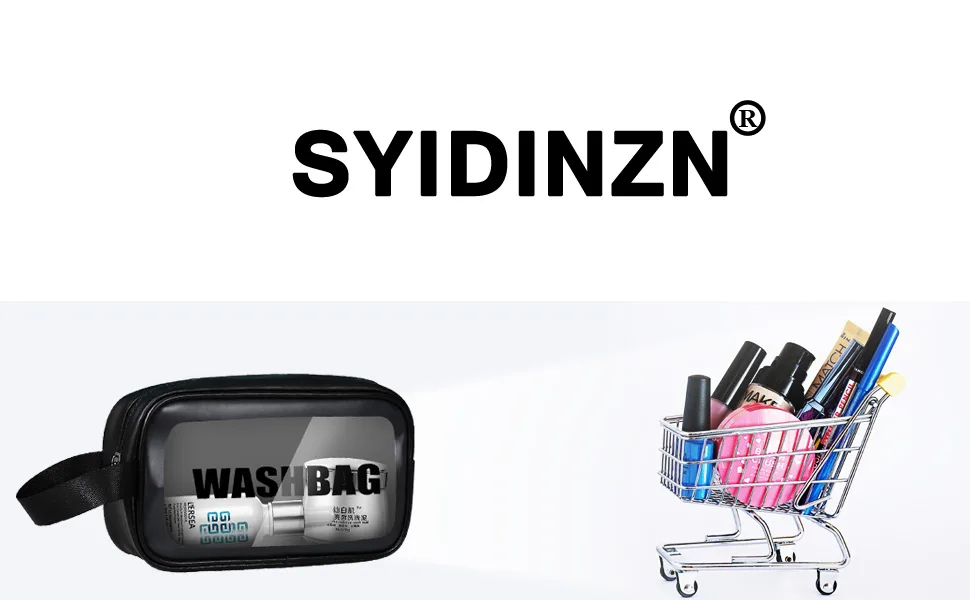 Clear Cosmetic Toiletry Makeup bag Waterproof Handle Portable Travel Toiletry Bag with Zipper (Pink) - Clear Cosmetic Toiletry Makeup bag 001