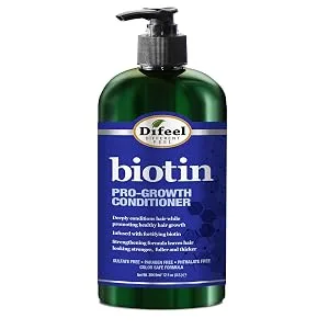 Difeel Biotin Regimen for Hair Growth - 4-Step Shampoo, Condition and Treatment System (4-PC SET) - Difeel Biotin Conditioner 12oz