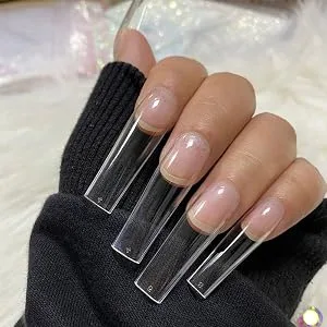 500pcs Extra Long Square Nail Tips, FITDON XXL Long Square Press on Nails Clear Full Cover Acrylic False Nail for Nail Salons and DIY Nail Art - Feature