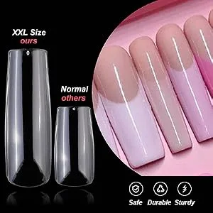 500pcs Extra Long Square Nail Tips, FITDON XXL Long Square Press on Nails Clear Full Cover Acrylic False Nail for Nail Salons and DIY Nail Art - Feature