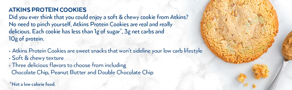 Atkins Protein Cookie Peanut Butter, 4 Count 1.38 Ounce (Pack of 4) Peanut Butter - Atkins Protein Cookies