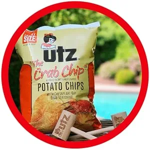 Utz Crab Crispy Fresh Potato Chips, 42 Count, Perfect for Vending Machines, Individual Snacks to Go, Trans-Fat Free, 1 Oz Crab Chips - take utz snack wherever you go