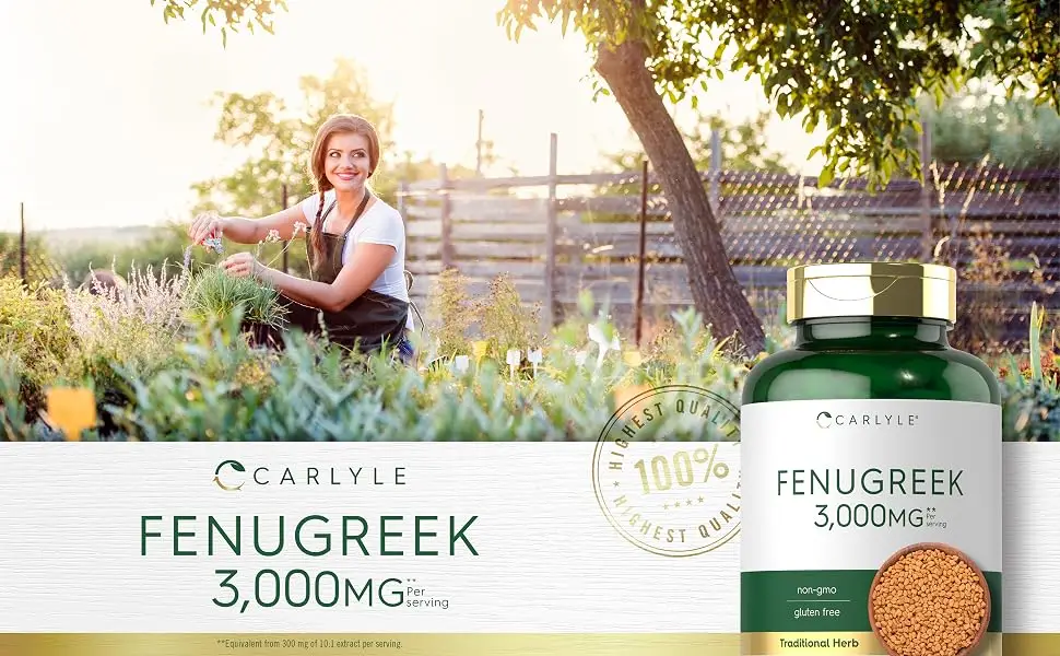 Carlyle Fenugreek Capsules 3000 mg | 300 Count | Non-GMO & Gluten Free Extract | Fenugreek Seeds - product information 6
