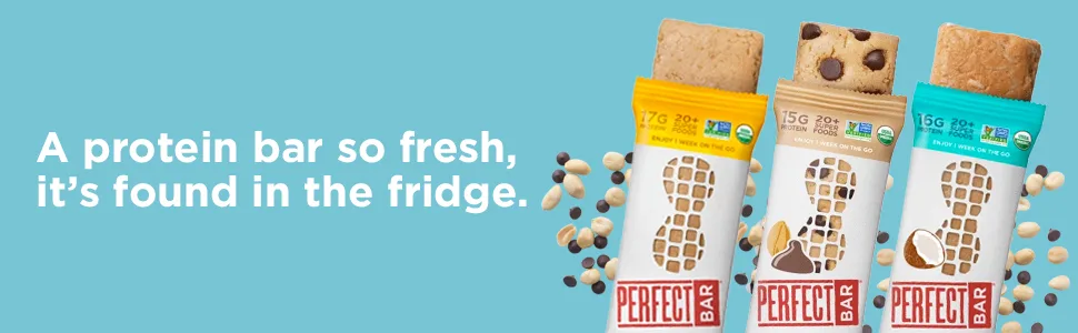 Perfect Bar Original Refrigerated Protein Bar, Chocolate Hazelnut Crisp, 2.3 Ounce Bars, 8 Count Chocolate Hazelnut Crisp 8 Count (Pack of 1) - Protein Bar Header