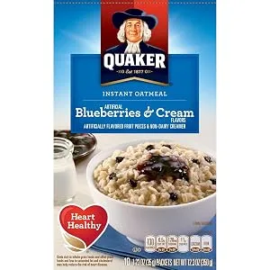 Quaker Instant Oatmeal Breakfast Cereal, Blueberries and Cream, 8 Packets, Net Wt. 8.4 Ounce Blueberries & Cream - Quaker instant oatmeal blueberries and cream