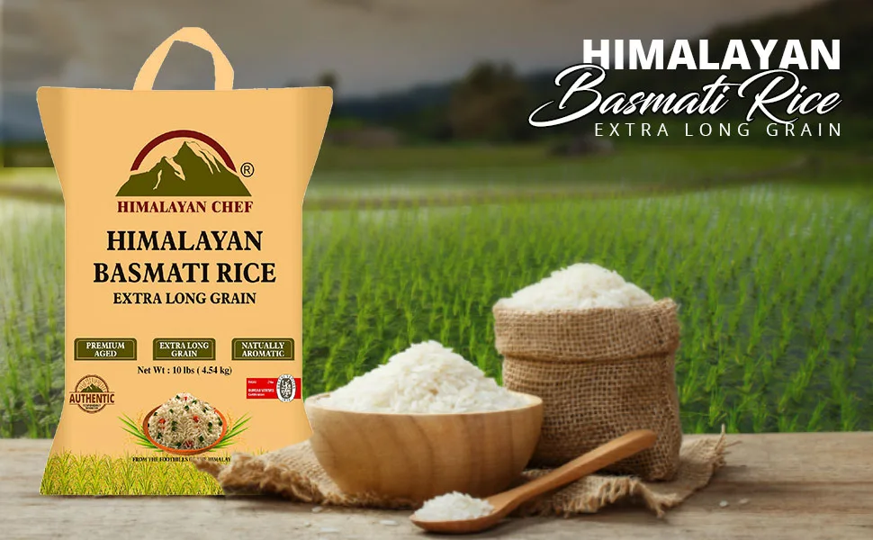 Himalayan Chef Basmati Rice, Long Grain Rice Fluffy Quick Cooking Aromatic - 10 lbs. Extra Long Grain Basmati Rice - Extra Long Grain Rice