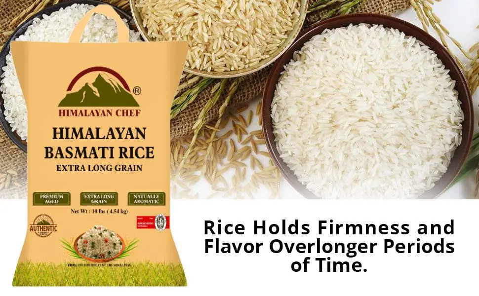 Himalayan Chef Basmati Rice, Long Grain Rice Fluffy Quick Cooking Aromatic - 10 lbs. Extra Long Grain Basmati Rice - Long Grain Basmati Rice
