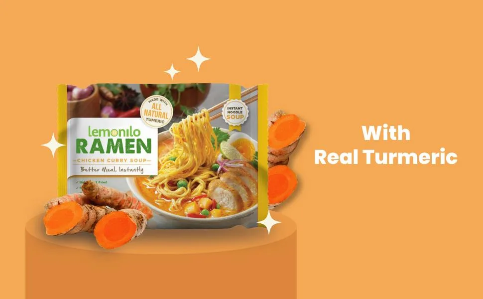 Lemonilo Ramen - Chicken Curry Soup - Healthy Instant Ramen - Oven-Baked Noodles with Tumeric - Made with All-Natural Ingredients - Quick Meal Kit (3.53 Oz) - Pack of 6 Chicken Curry Soup 3.53 Ounce (Pack of 6) - Lemonilo