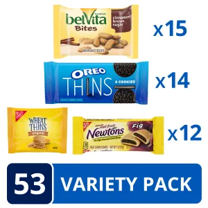 OREO Thins, belVita Bites Cinnamon Brown Sugar Breakfast Biscuits, Wheat Thins & Fig Newtons Variety Pack, School Lunch Box Snacks, 53 Snack Packs 53 Count (Pack of 1) - image