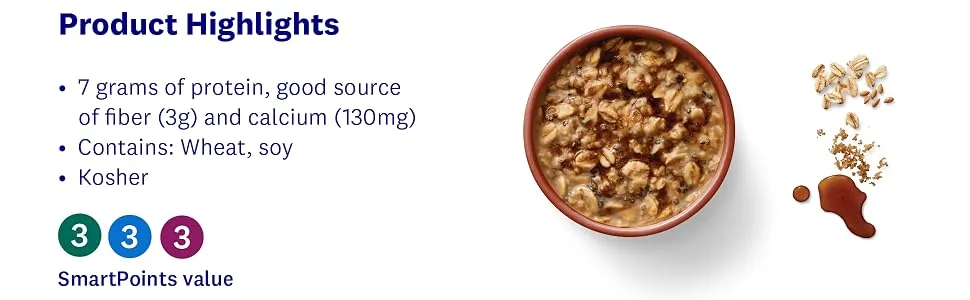 WW Maple Brown Sugar Instant Oatmeal - 3 SmartPoints - 2 Boxes (8 Count) - Weight Watchers Reimagined - Maple, Brown, Sugar, Breakfast, WW, Healthy, Oatmeal, protein, calcium, fiber, quaker, oats, wheat