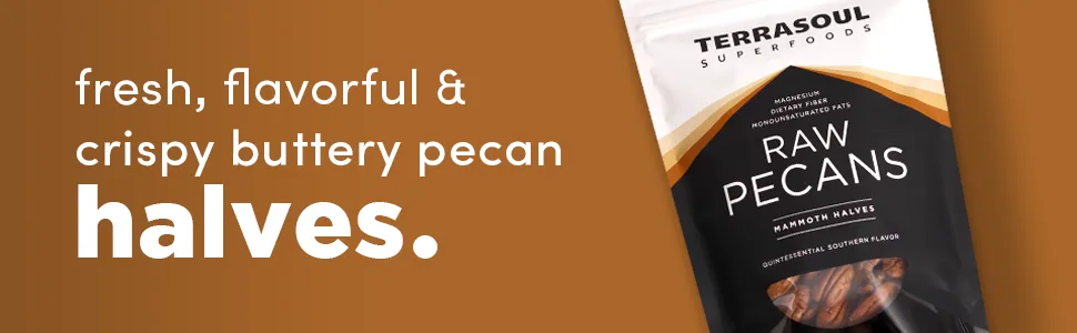 Terrasoul Superfoods Organic Pecans, 11 Oz - Mammoth Halves | Fresh | Raw - Raw Pecans