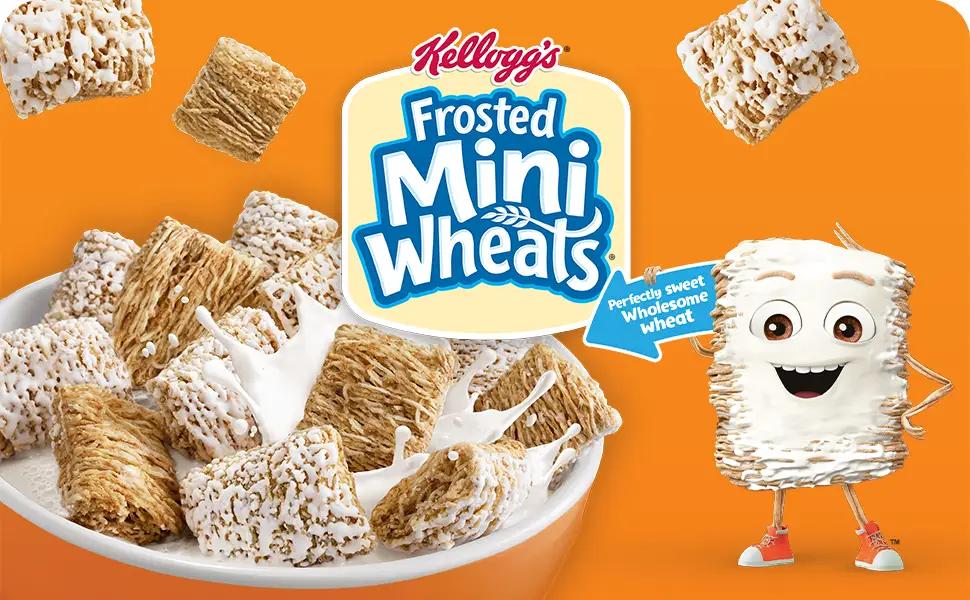 Kellogg's Frosted Mini Wheats Breakfast Cereal, Whole Grain, High Fiber Cereal, Bulk Pantry Staples, Original, 18 Ounce (Pack of 4) - Frosted Mini Wheats