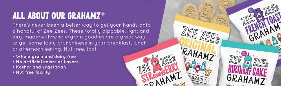 Zee Zees Starter Variety Snack Pack - Soft Baked Bars, Sunflower Kernels, Grahamz & Dried Fruit, Nut Free, 32 Count - grahamz, graham crackers