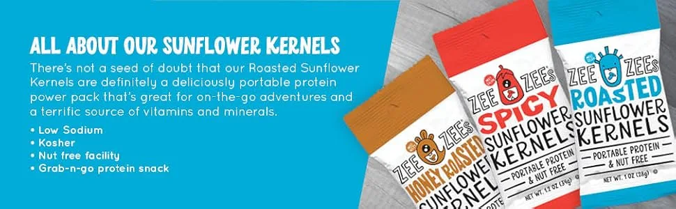 Zee Zees Starter Variety Snack Pack - Soft Baked Bars, Sunflower Kernels, Grahamz & Dried Fruit, Nut Free, 32 Count - sunflower kernels