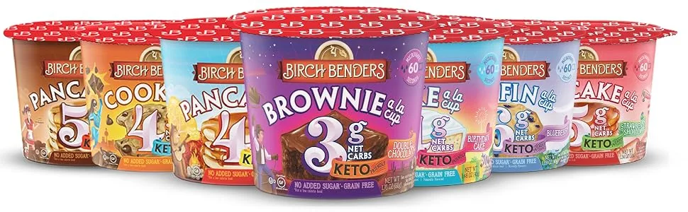 Classic Maple Pancake Keto Mug Cake Cups by Birch Benders, Grain-free, Gluten-Free, only 4 Net Carbs (8 Single Serve Cups) - birch benders single serve cups pancake birthday cake brownie muffin cookie keto low carb no sugar