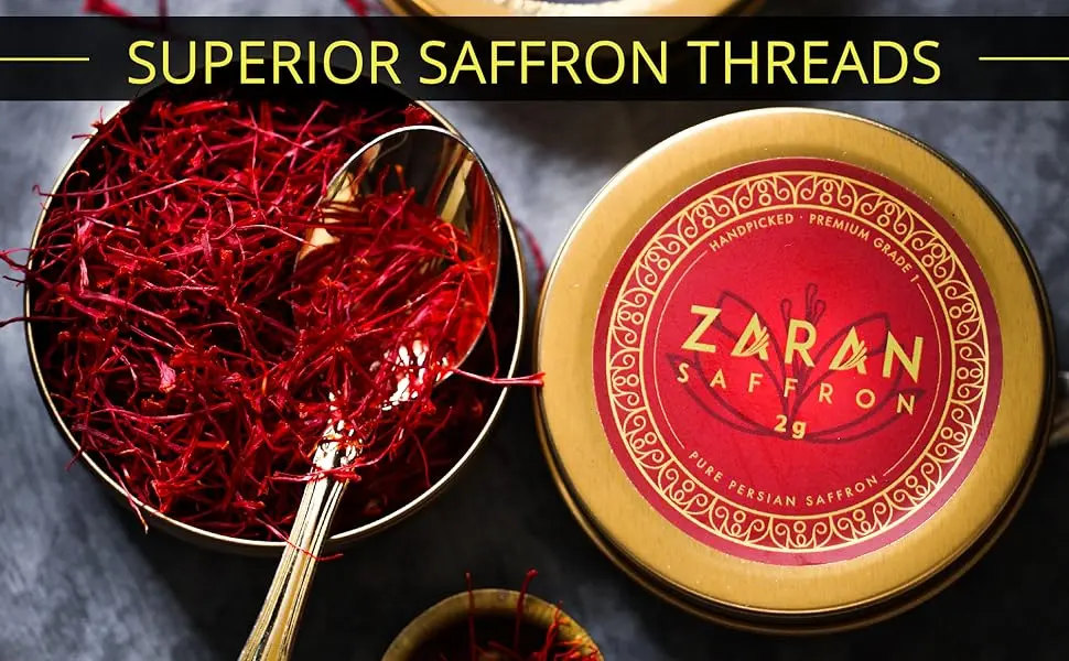 Zaran Saffron, Superior Saffron Threads (Super Negin) Premium grade Saffron Spice for Paella, Risotto, Tea's, and all Culinary Uses (10 Grams) 10.0 Grams - Zaran Saffron