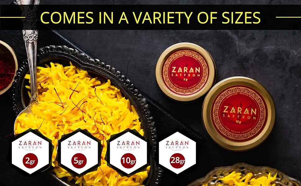 Zaran Saffron, Superior Saffron Threads (Super Negin) Premium grade Saffron Spice for Paella, Risotto, Tea's, and all Culinary Uses (10 Grams) 10.0 Grams - Zaran Saffron comes in many sizes