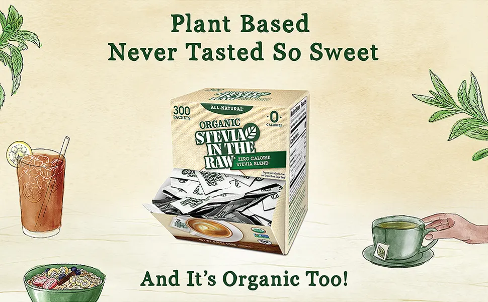 ORGANIC STEVIA IN THE RAW, Zero-Calorie Sweetener Packets 300 Count (1 Pack) 300 Count (Pack of 1) - Stevia in the raw