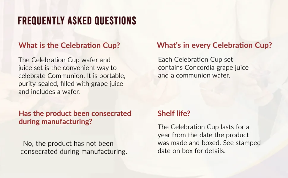 Celebration Cup 30 Day Communion Devotional Set 30 Count (Pack of 1) - Celebration Cup FAQ